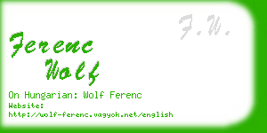 ferenc wolf business card